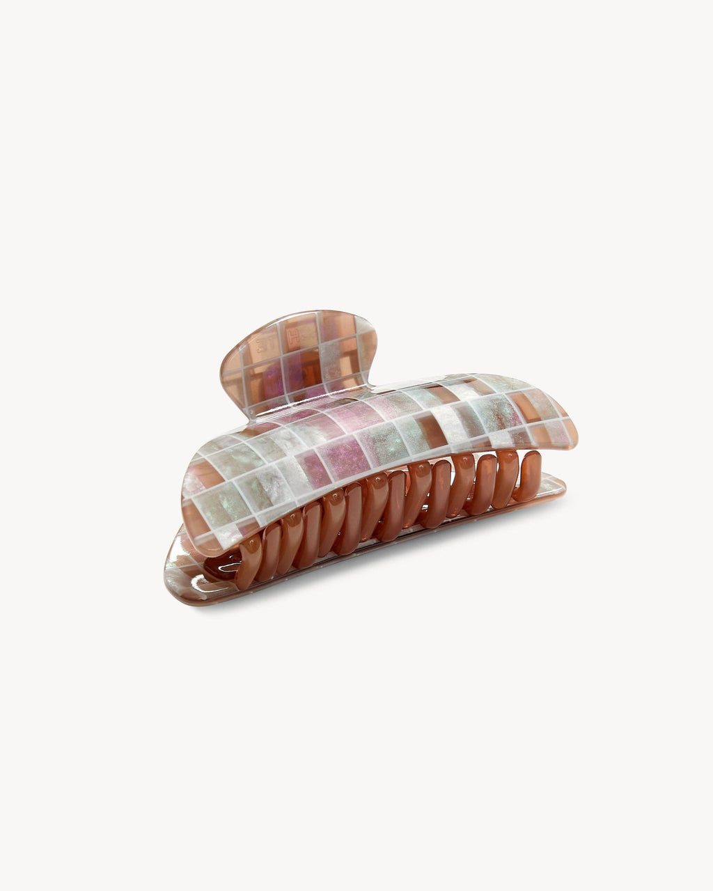 MACHETE - Midi Heirloom Claw in Brown Shell Checker