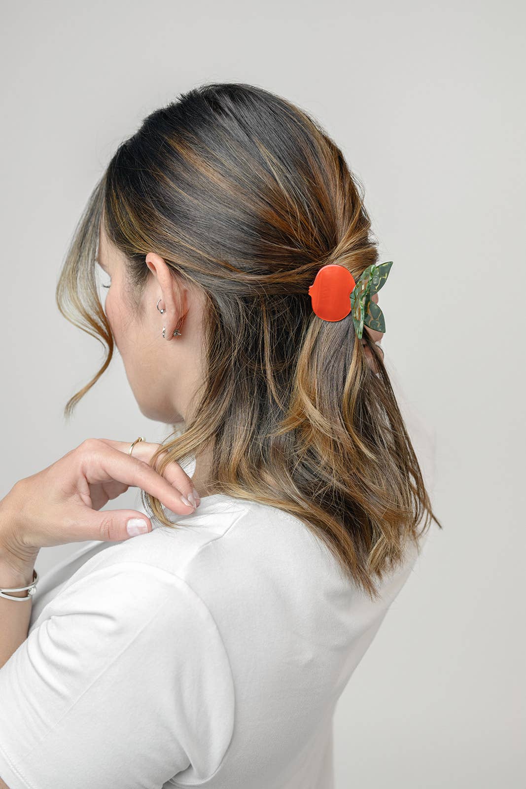 WINONA IRENE - Red Pomegranate Fruit Hair Claw with Butterfly Clip Handle