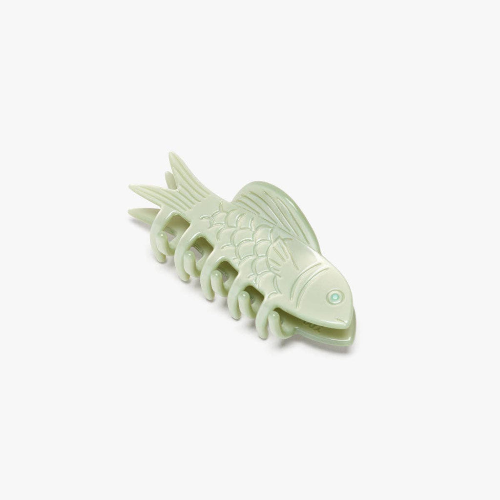 WINONA IRENE - Jade Green Fish Mini Acetate Hair Claw Clip Opal Rhinestones