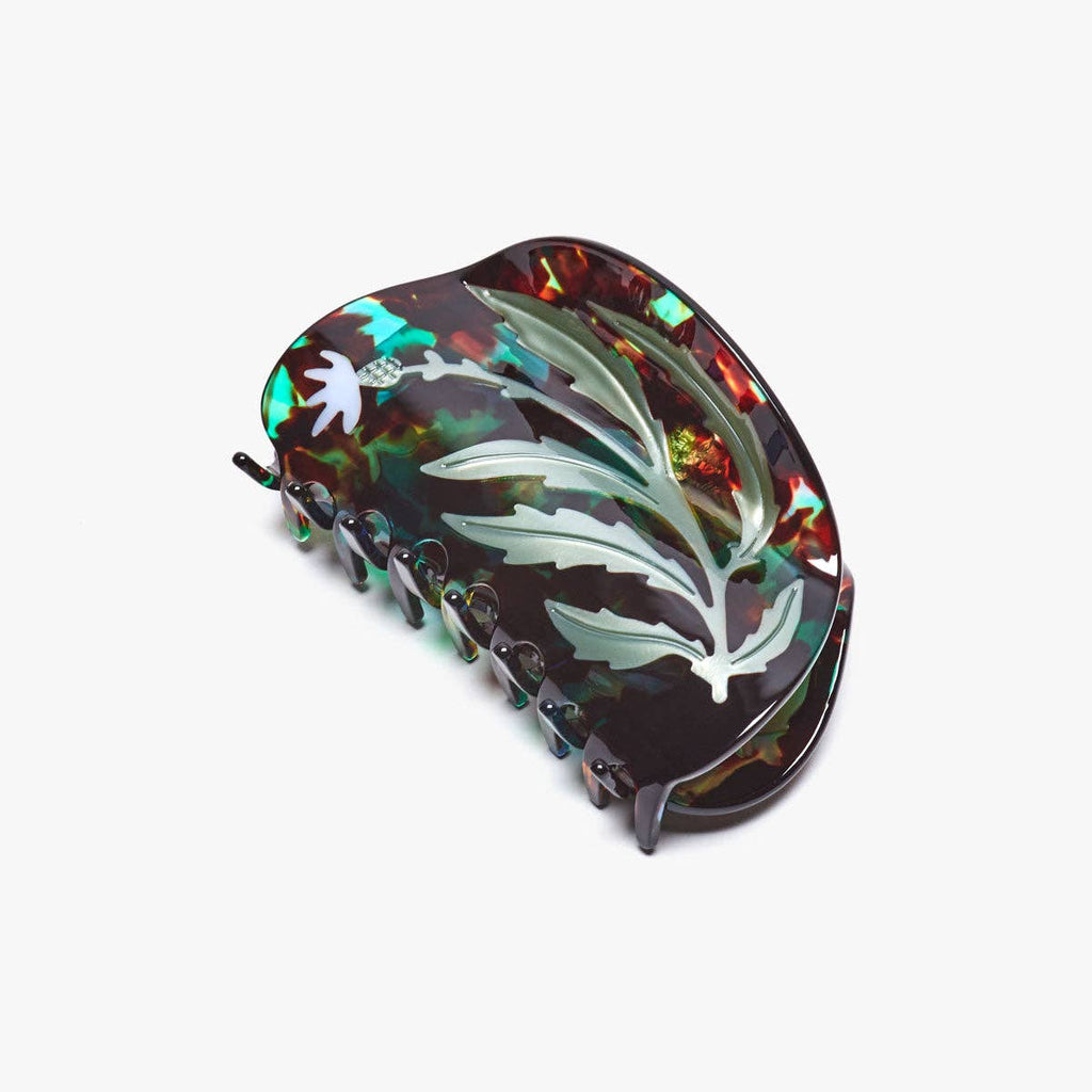WINONA IRENE - Vervain Flower Herb XL Hair Claw in Green Tortoise Acetate