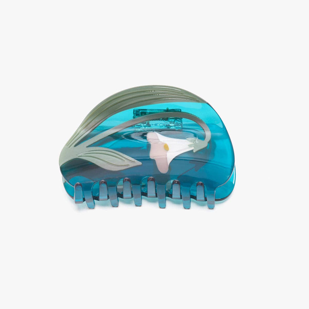 WINONA IRENE - Alba White Vine Flower Teal Acetate Hair Claw Clip Accessory