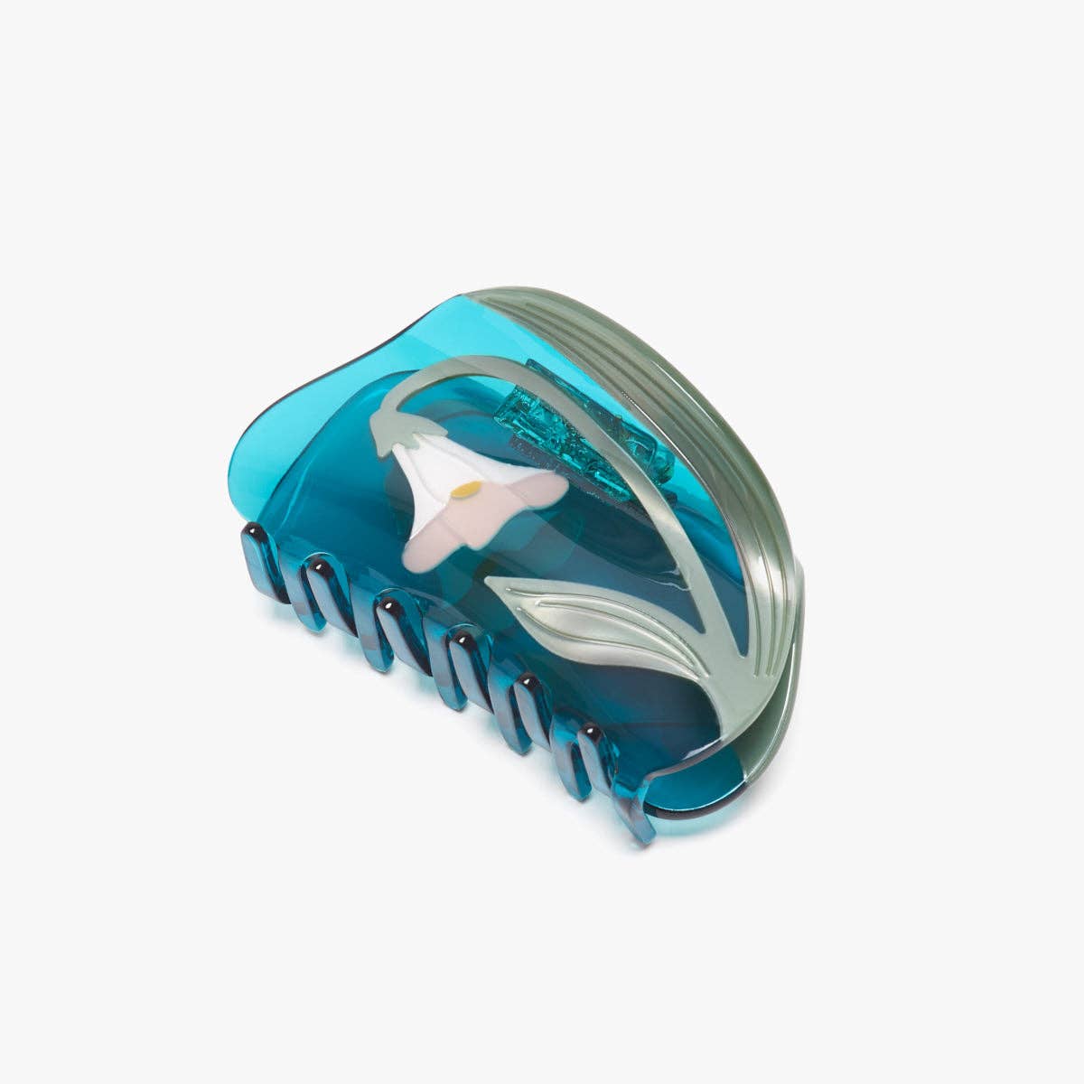 WINONA IRENE - Alba White Vine Flower Teal Acetate Hair Claw Clip Accessory