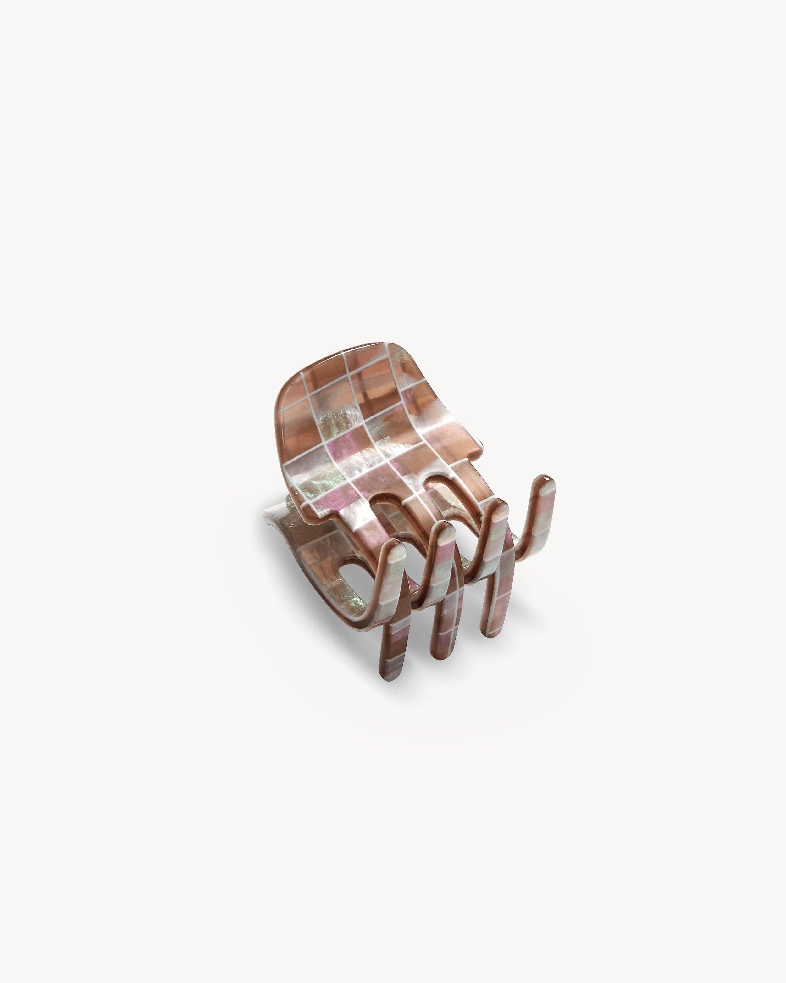 MACHETE - Mini Claw in Brown Shell Checker