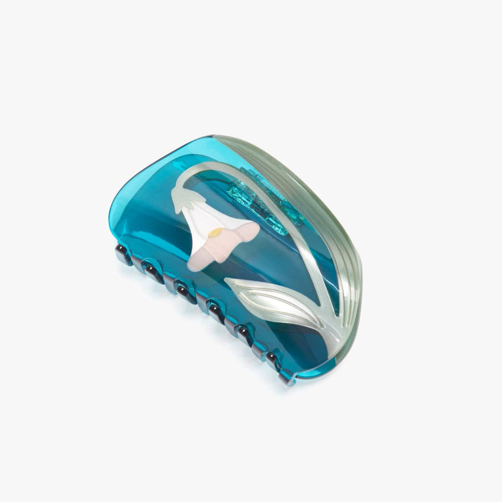 WINONA IRENE - Alba White Vine Flower Teal Acetate Hair Claw Clip Accessory