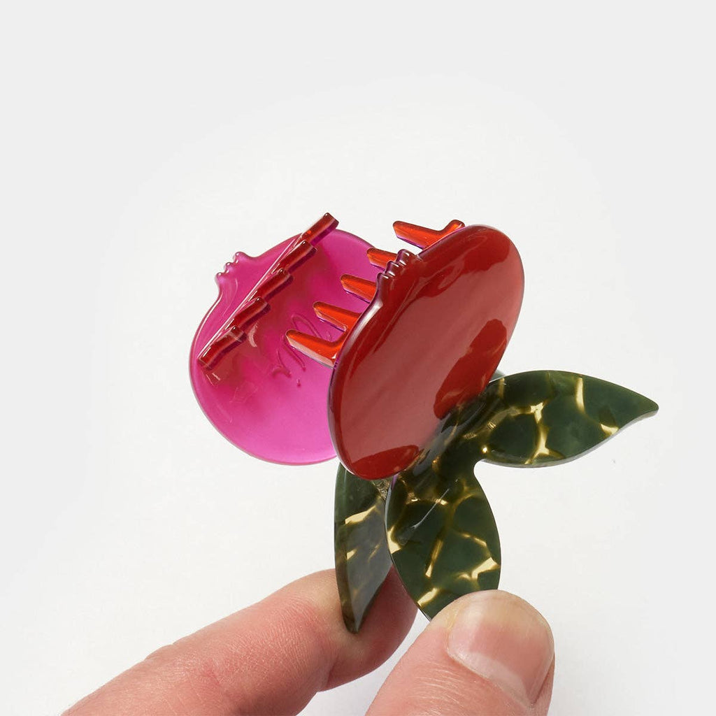 WINONA IRENE - Red Pomegranate Fruit Hair Claw with Butterfly Clip Handle
