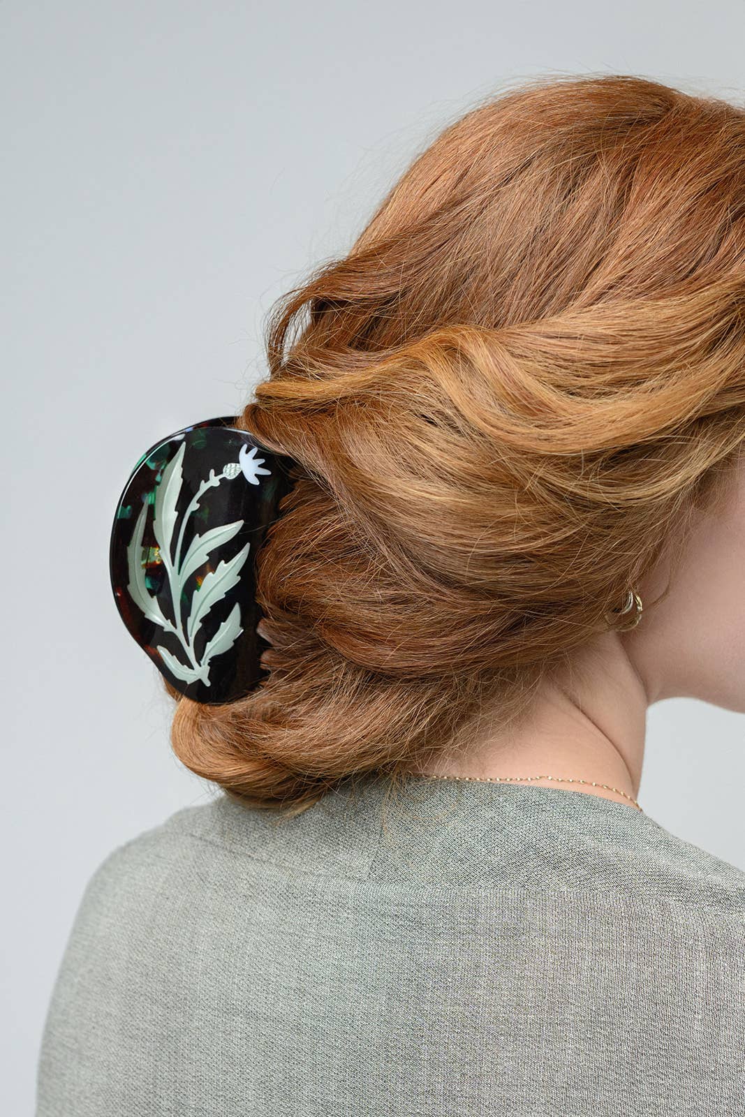 WINONA IRENE - Vervain Flower Herb XL Hair Claw in Green Tortoise Acetate